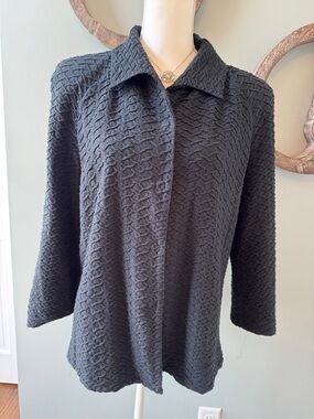 Armani Collezioni Black Textured Button-Front Jacket